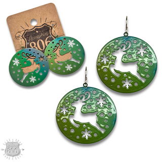 Round reindeer earring