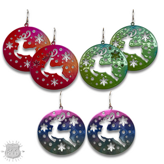 Round reindeer earring