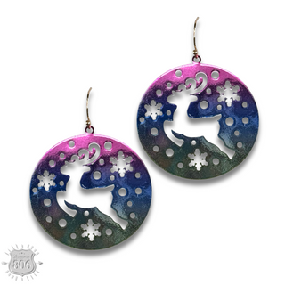 Round reindeer earring