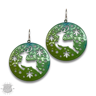Round reindeer earring