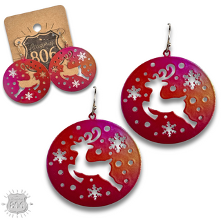 Round reindeer earring