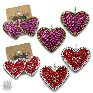 Sparkling rhinestone filled heart earring