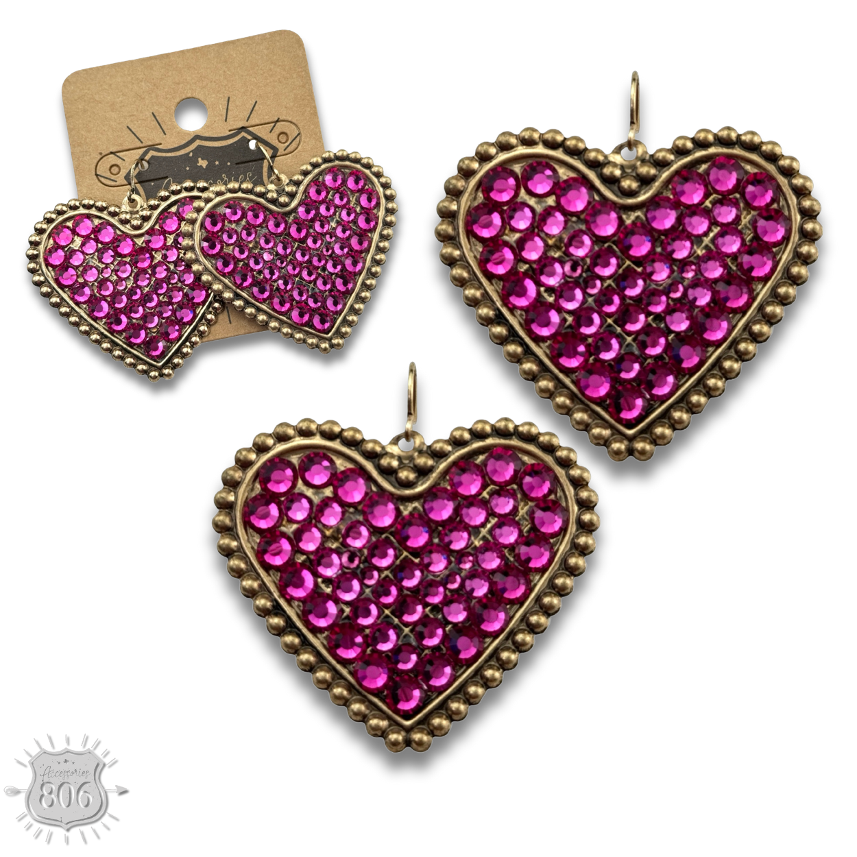 Sparkling rhinestone filled heart earring