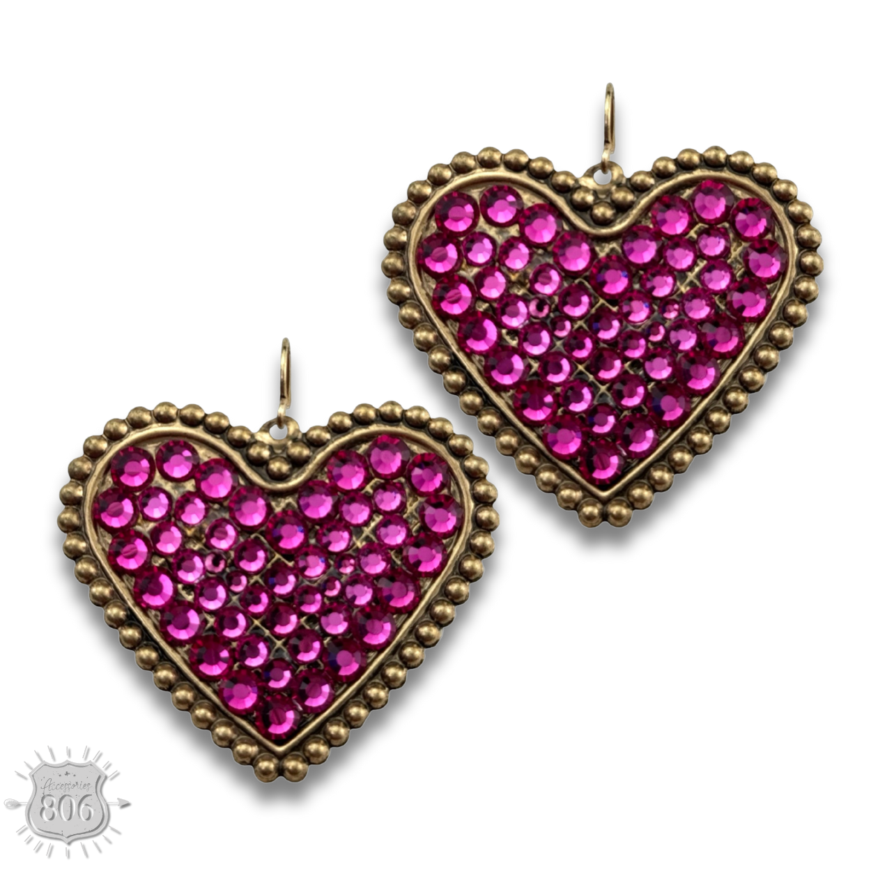 Sparkling rhinestone filled heart earring