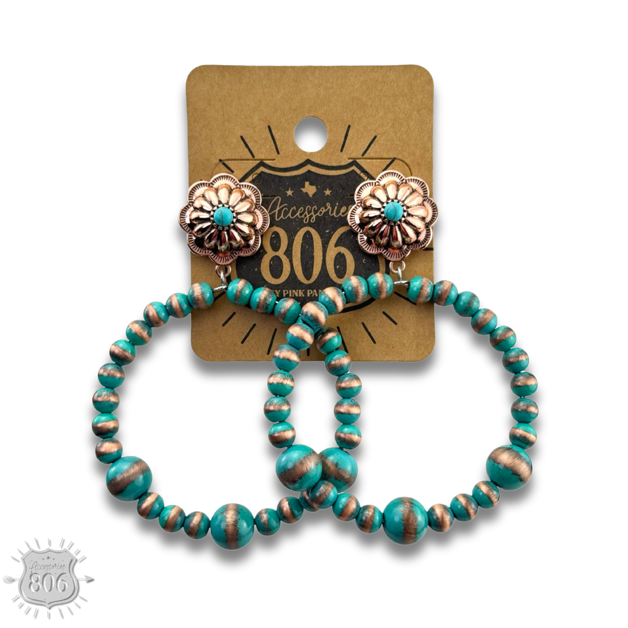 Beaded circle on concho post earring