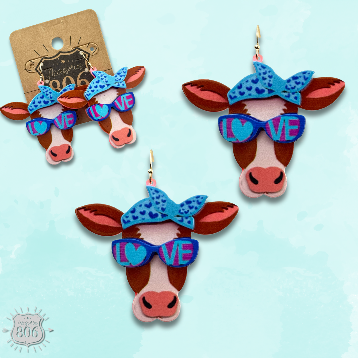 Acrylic cow head earring, last call