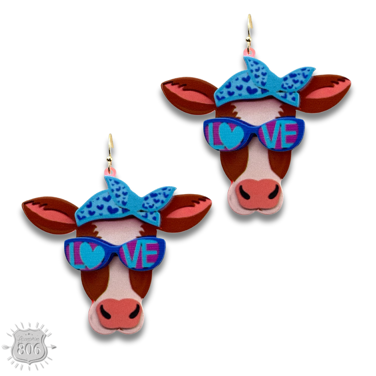 Acrylic cow head earring, last call