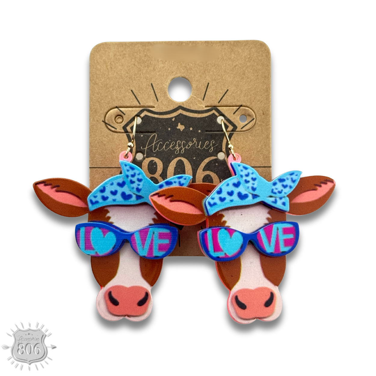 Acrylic cow head earring, last call