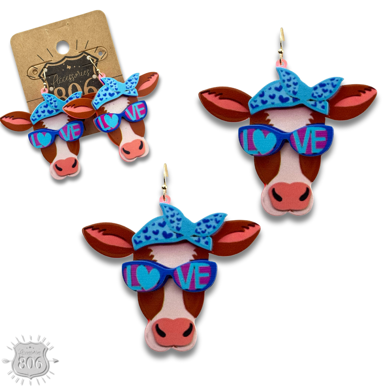 Acrylic cow head earring, last call