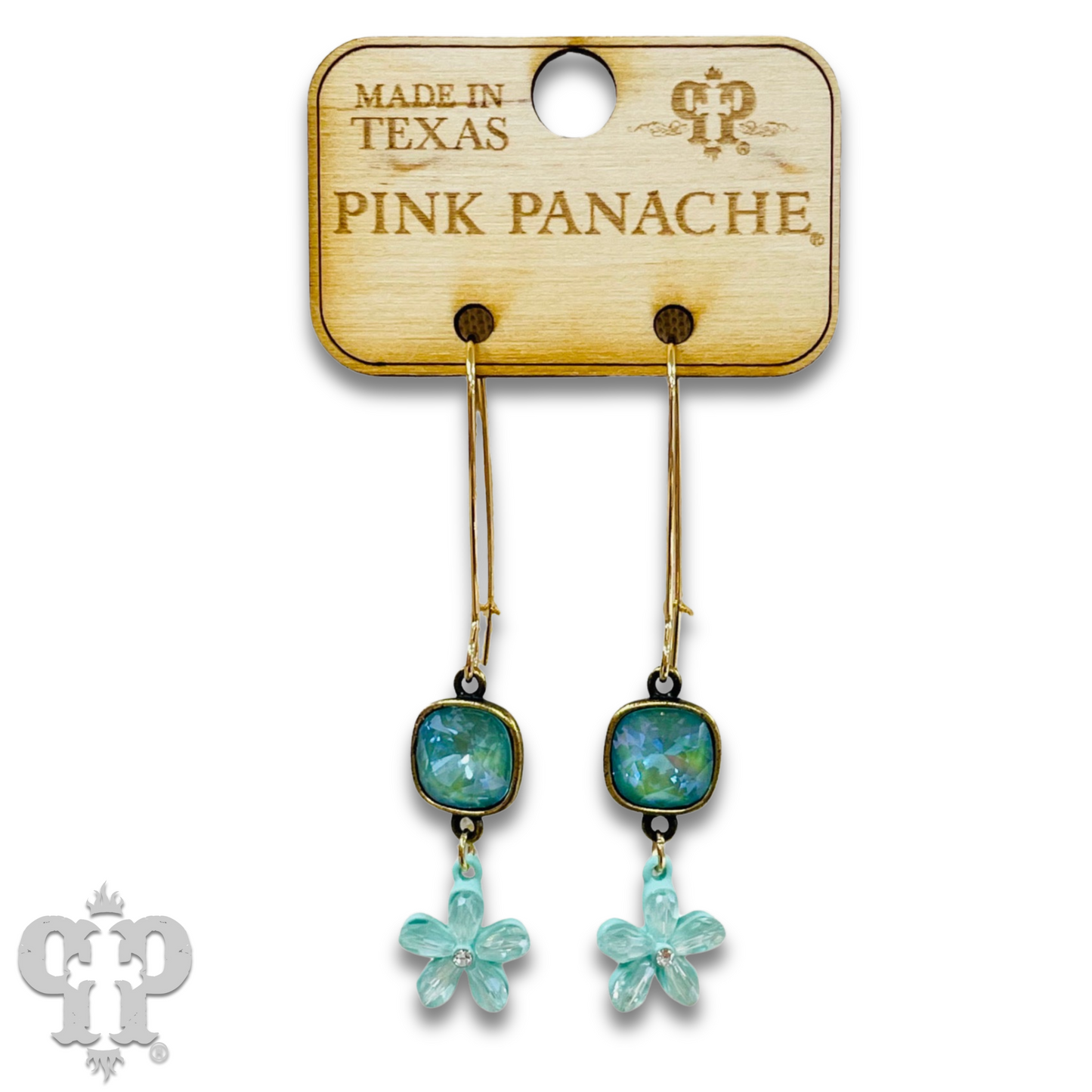 Delicate pastel glass flower charm earring with Austrian crystal