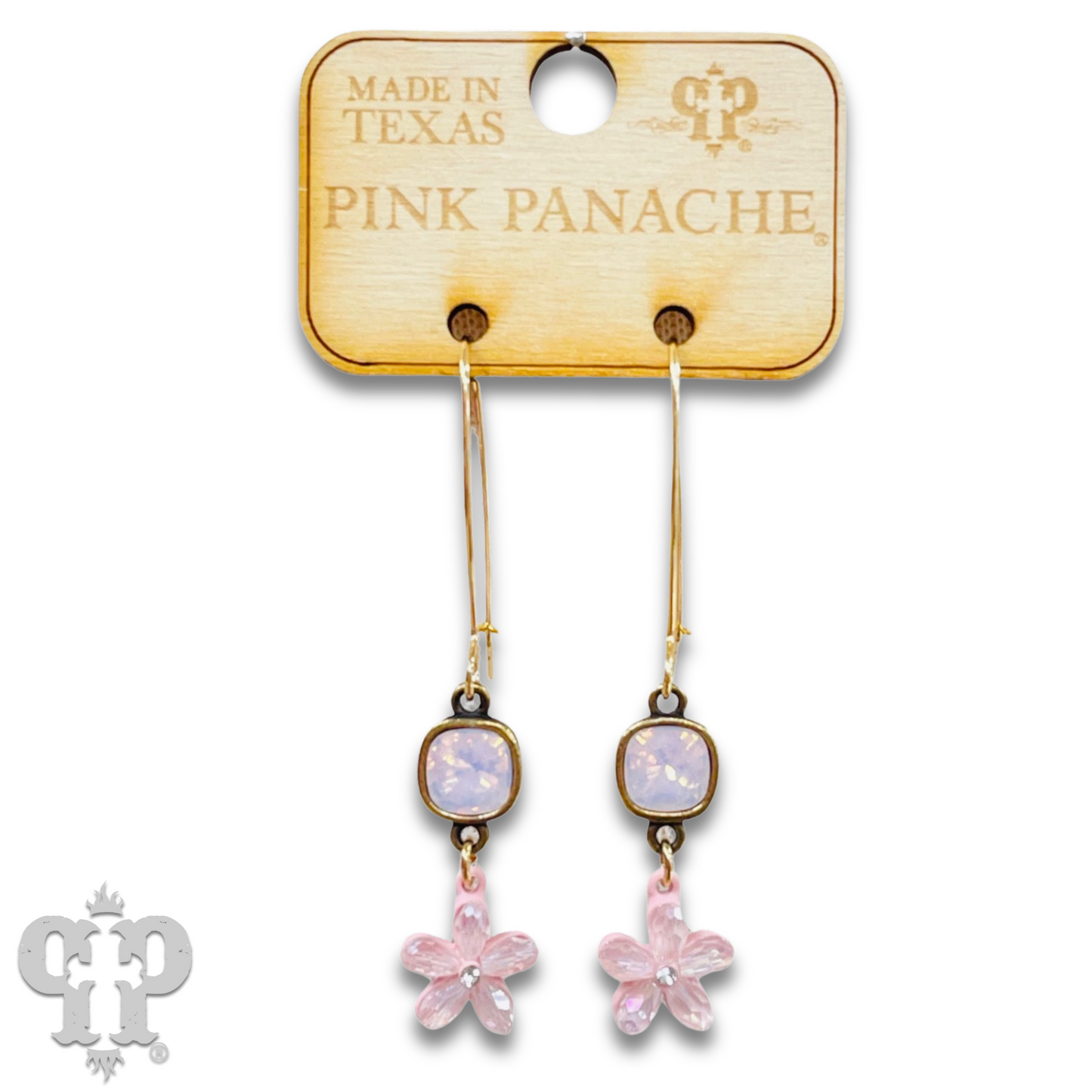 Delicate pastel glass flower charm earring with Austrian crystal