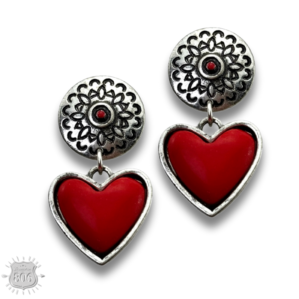 Stone heart drop post earring, last call