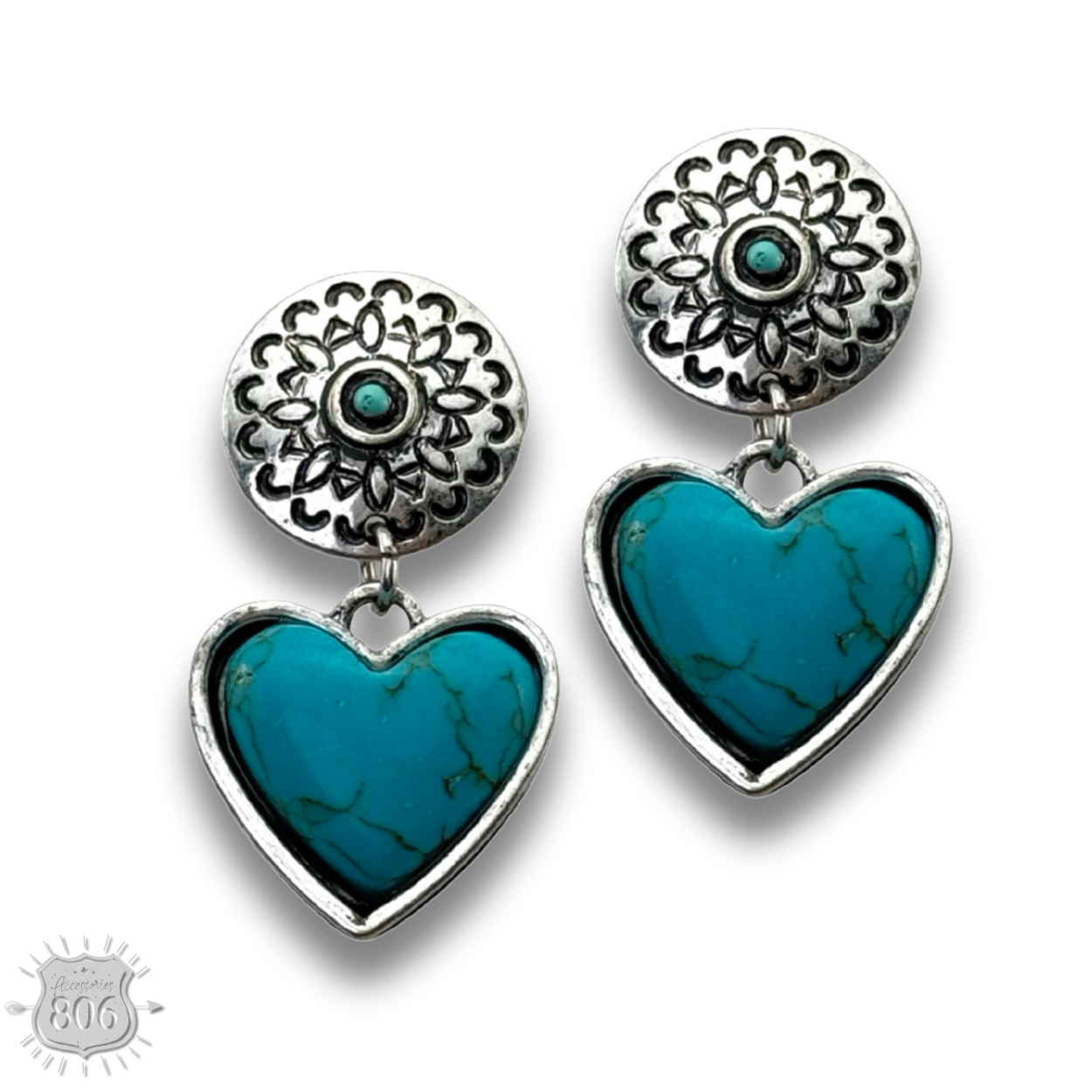 Stone heart drop post earring, last call