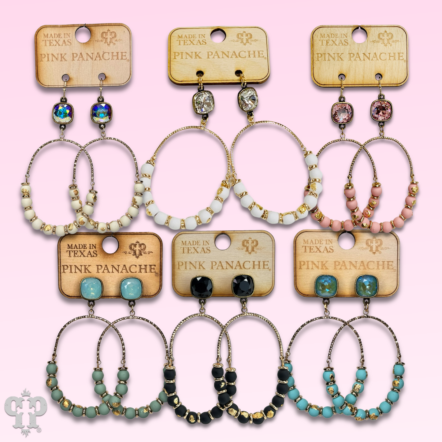 Oval gold flecked bead earring with Austrian crystal