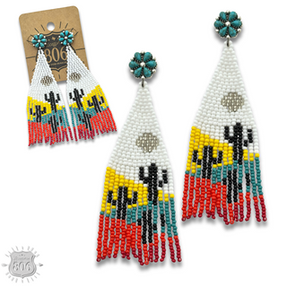 Beaded cactus scene earring