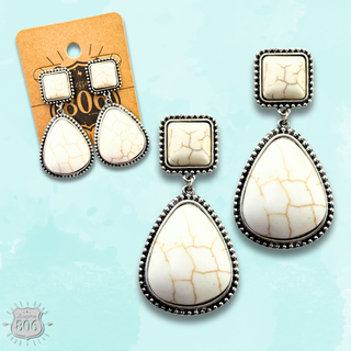 White stone teardrop earring