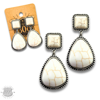 White stone teardrop earring
