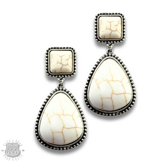 White stone teardrop earring