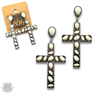 Stone cross earring