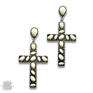 Stone cross earring