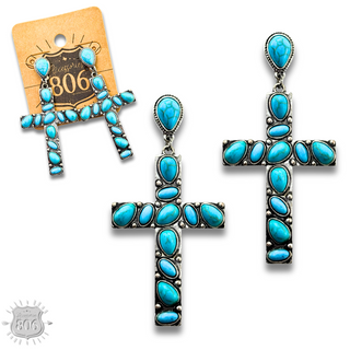Stone cross earring
