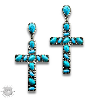 Stone cross earring