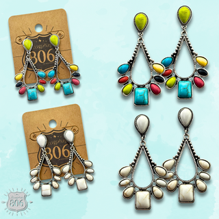 Decorative stone chandelier earring