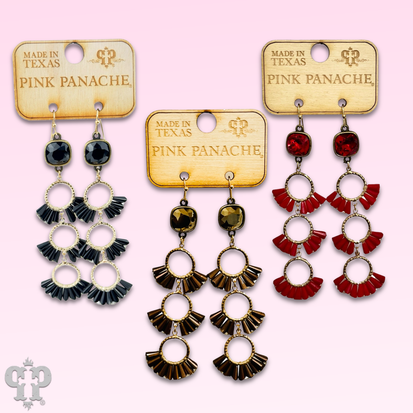Triple fluted bead earring, Austrian crystal