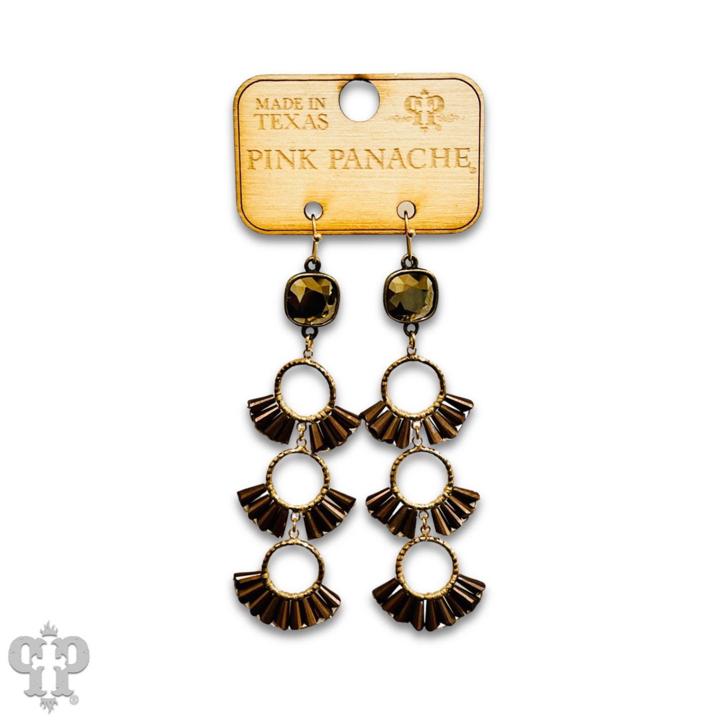 Triple fluted bead earring, Austrian crystal