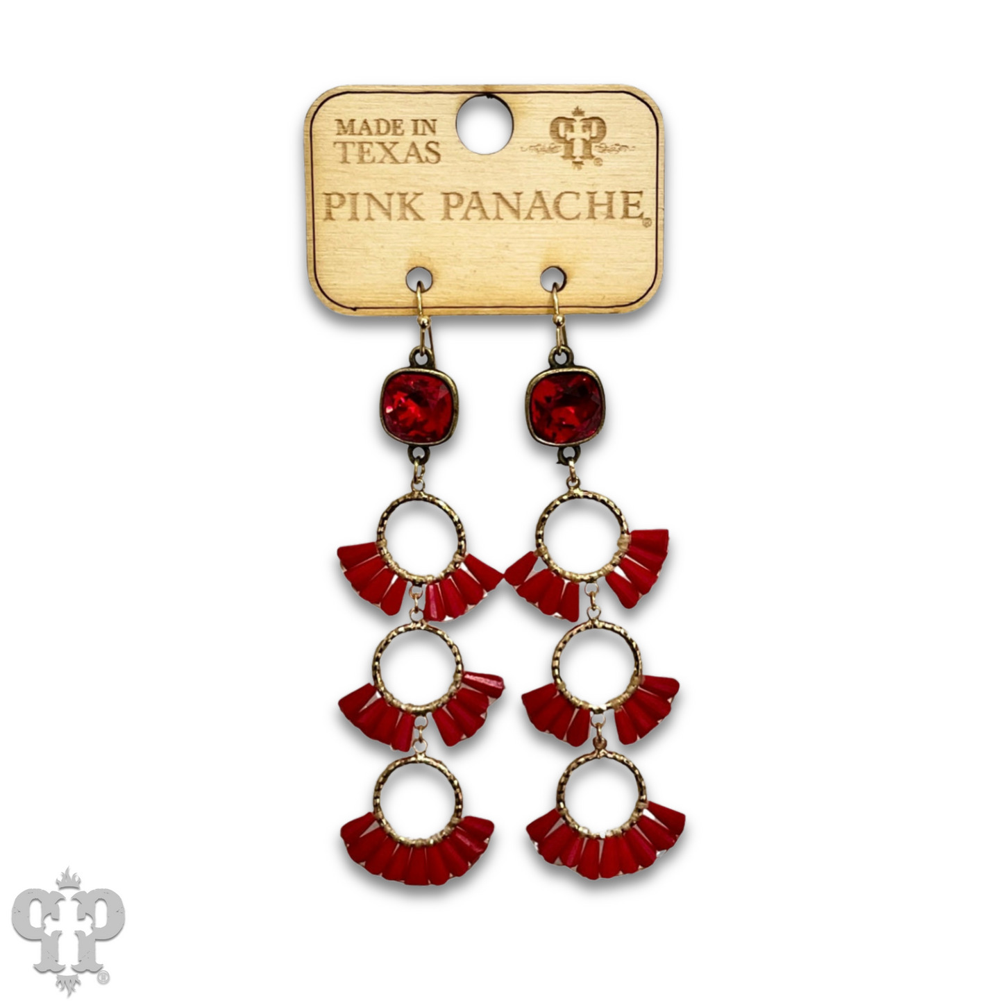 Triple fluted bead earring, Austrian crystal