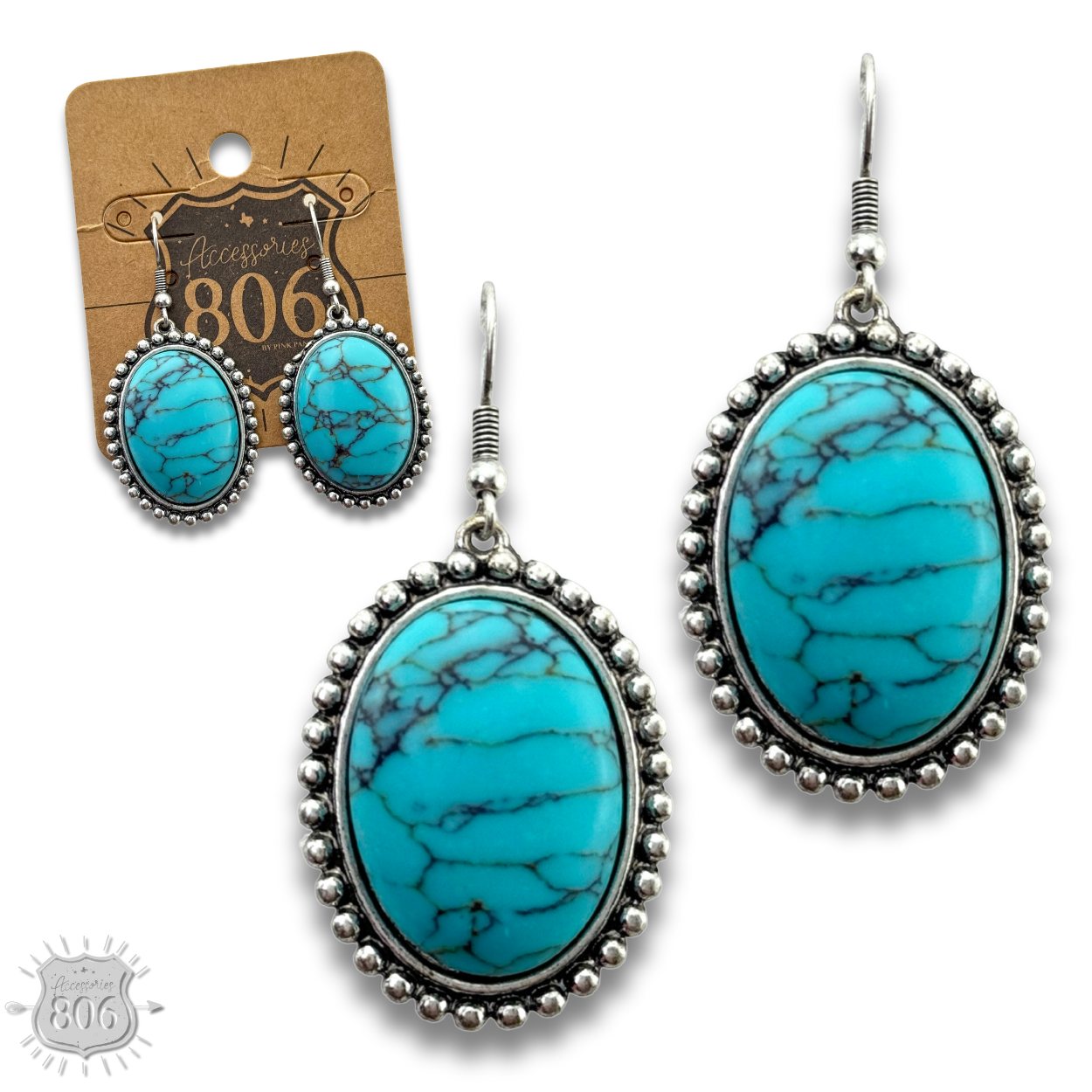 Oval stone earring