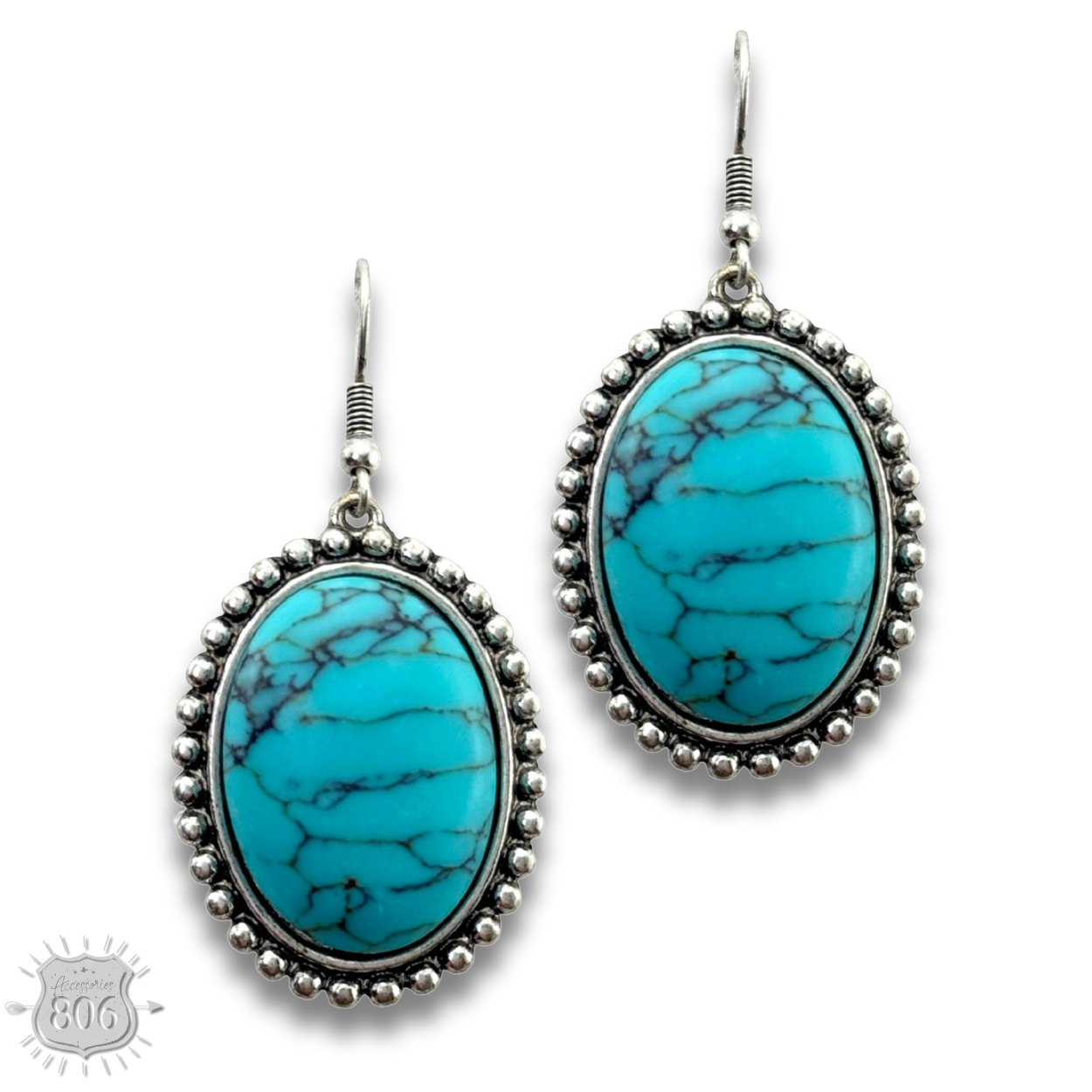Oval stone earring
