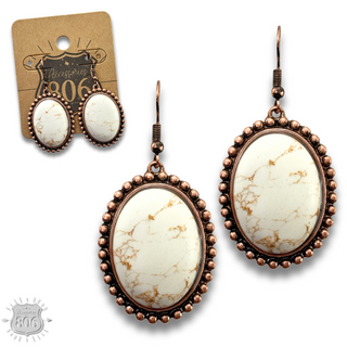 Oval stone earring