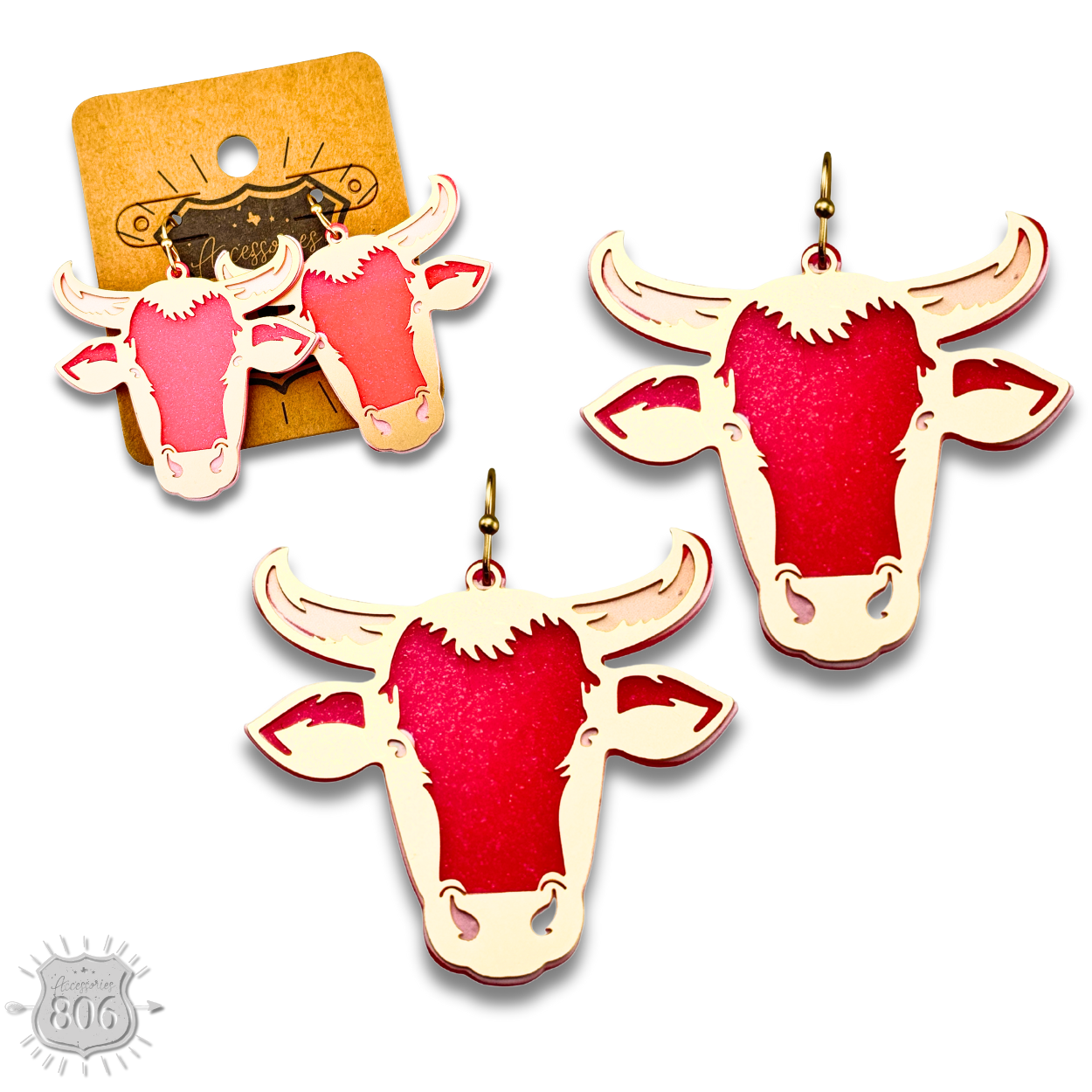 Acrylic steer head earring, last call