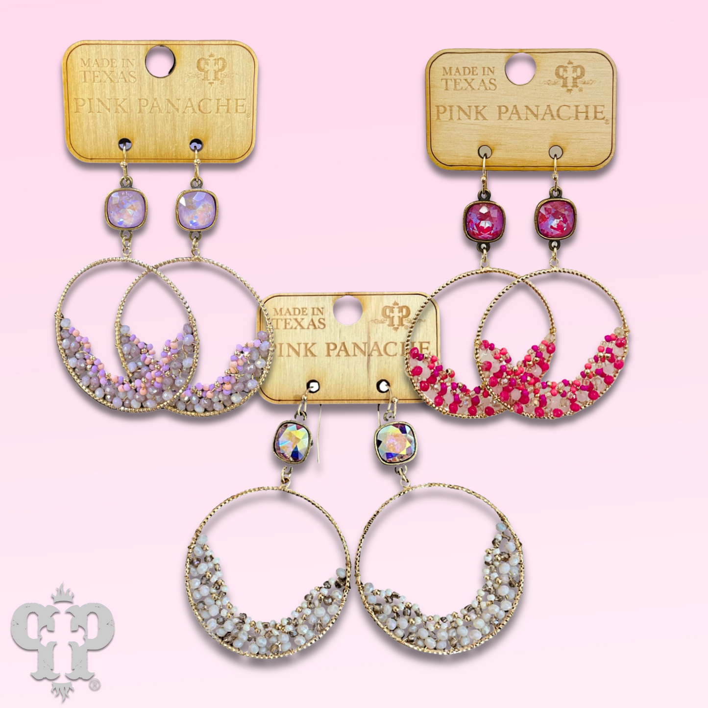 Seed bead cluster earring with Austrian crystal