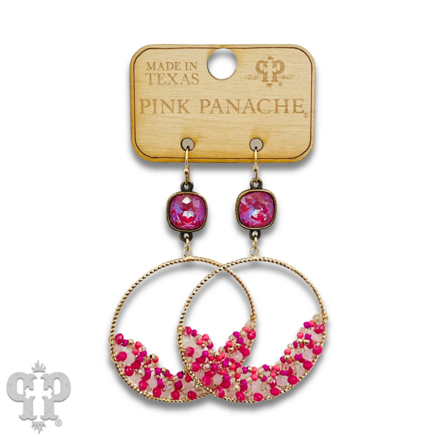 Seed bead cluster earring with Austrian crystal