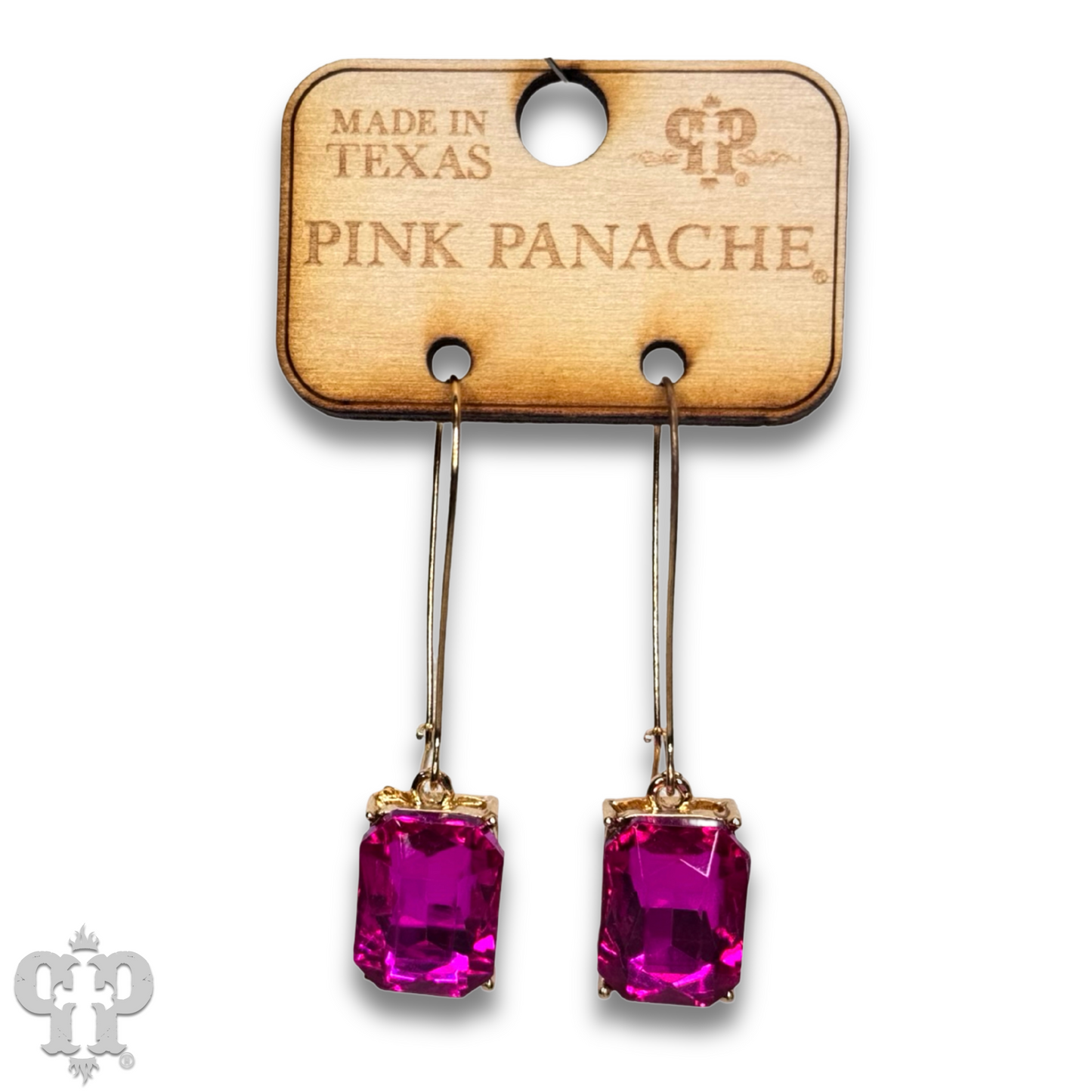 Rectangle rhinestone on kidney wire earring