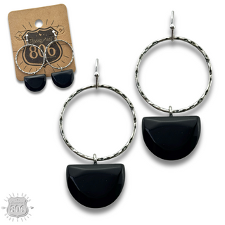 Stone half circle earring