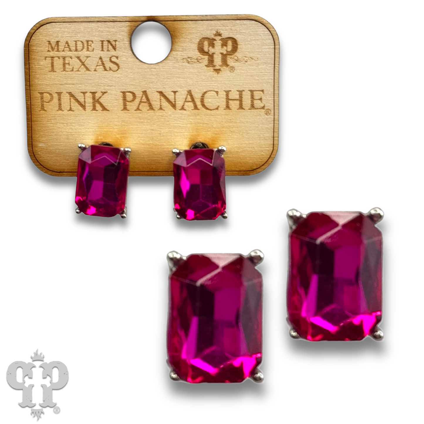 Rectangle rhinestone post earring