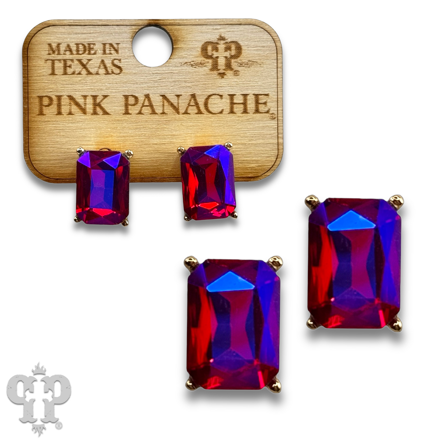 Rectangle rhinestone post earring