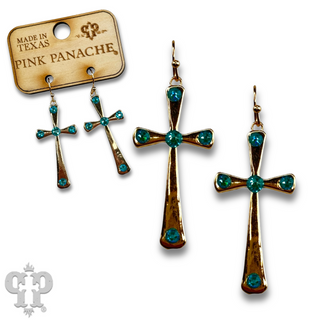 Shiny finish cross earring with Austrian crystals