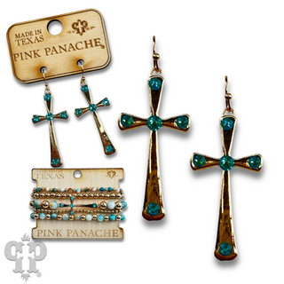 Shiny finish cross earring with Austrian crystals