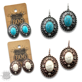 Rope edge oval earring