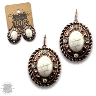 Rope edge oval earring