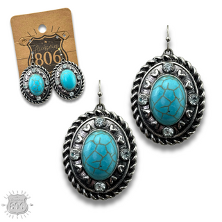 Rope edge oval earring