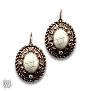 Rope edge oval earring