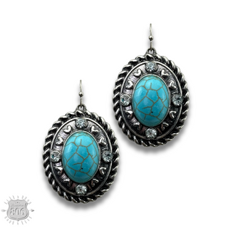 Rope edge oval earring