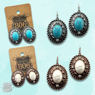 Rope edge oval earring