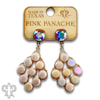 Coin bead diamond shape earring with Austrian crystal