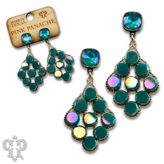 Coin bead diamond shape earring with Austrian crystal